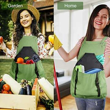 Osznmmg Gardening Apron with Pockets,Gardening Apron for Harvesting Gardening Weeding,Home Cleaning,Waterproof and Adjustable,for Mother's Day Gift
