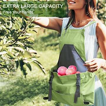 Osznmmg Gardening Apron with Pockets,Gardening Apron for Harvesting Gardening Weeding,Home Cleaning,Waterproof and Adjustable,for Mother's Day Gift