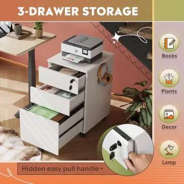 DEVAISE Lockable Rolling File Cabinet for Home Office