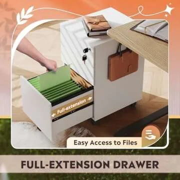 DEVAISE Lockable Rolling File Cabinet for Home Office