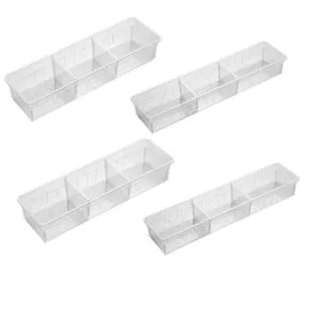 Chris.W Desk Drawer Organizer Tray with Adjustable Dividers, Multi-Drawers for Makeups, Utensil, Pens, Flatware and Junks - Set of 4 (2 Large + 2 Small),13.8 Inch Length