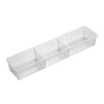 Chris.W Desk Drawer Organizer Tray with Adjustable Dividers, Multi-Drawers for Makeups, Utensil, Pens, Flatware and Junks - Set of 4 (2 Large + 2 Small),13.8 Inch Length