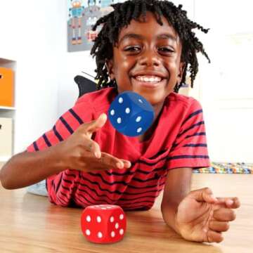Learning Resources Foam Dice: Dot Dice, Red and Blue 6-Sided Foam Dice, Early Math Skills, Set of 2,...