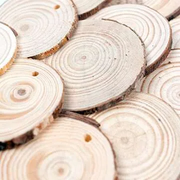 LovesTown 50pcs Unfinished Wood Slices for DIY Crafting