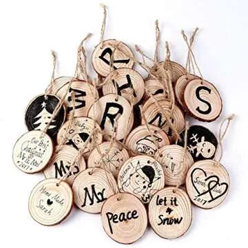 LovesTown 50pcs Unfinished Wood Slices for DIY Crafting
