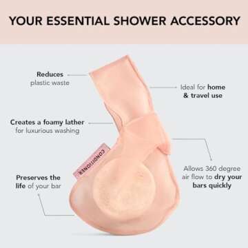 Kitsch Bar Soap Saver Bag – Recycled Mesh Beauty Bar Pouch for Body Wash, Conditioner & Shampoo Bars, Holder to Preserve Soap, Eco-Friendly, Patented Bag – Terracotta