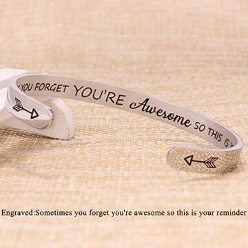 Btysun Bracelets for Women Inspirational Gifts for Women Her Mom Cuff Bracelet Friendship Bracelets Friend Gifts Mantra Thank you Gifts Jewelry