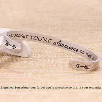 Btysun Bracelets for Women Inspirational Gifts for Women Her Mom Cuff Bracelet Friendship Bracelets Friend Gifts Mantra Thank you Gifts Jewelry
