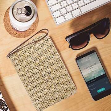 FENICAL Straw Clutch Bag Bohemian Zipper Wristlet Summer Beach Handbag for Women Girls