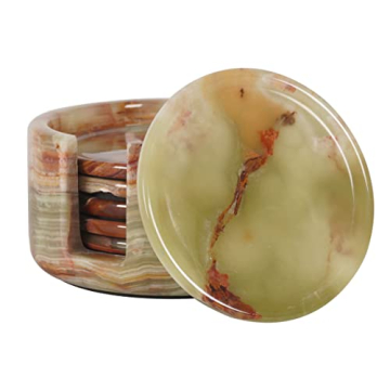 Radicaln 3.5" Green Onyx Marble Coaster Set - Elegant and Durable