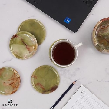 Radicaln 3.5" Green Onyx Marble Coaster Set - Elegant and Durable
