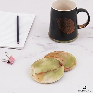 Radicaln 3.5" Green Onyx Marble Coaster Set - Elegant and Durable