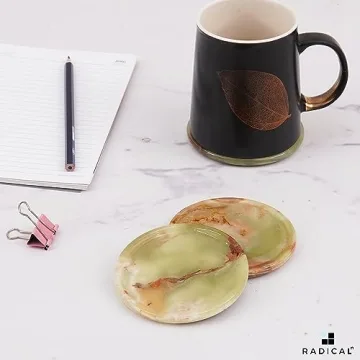 Radicaln 3.5" Green Onyx Marble Coaster Set - Elegant and Durable
