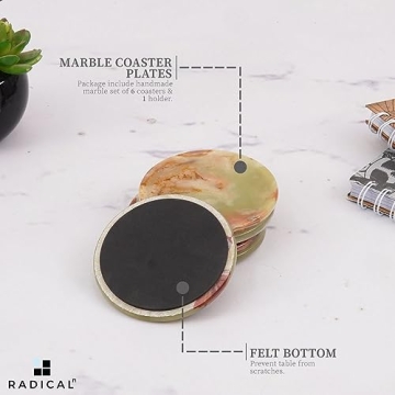 Radicaln 3.5" Green Onyx Marble Coaster Set - Elegant and Durable