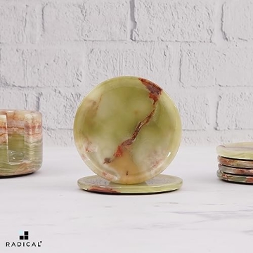 Radicaln 3.5" Green Onyx Marble Coaster Set - Elegant and Durable