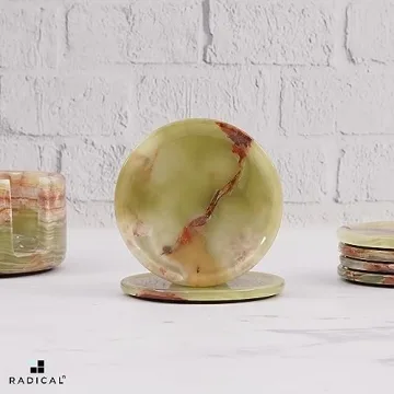 Radicaln 3.5" Green Onyx Marble Coaster Set - Elegant and Durable