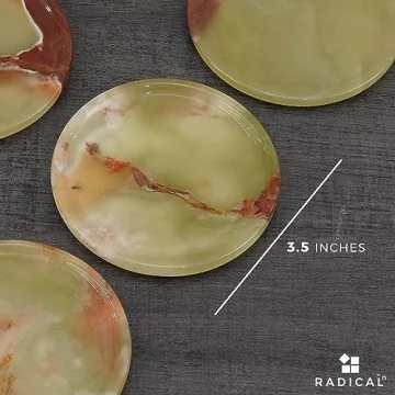 Radicaln 3.5" Green Onyx Marble Coaster Set - Elegant and Durable
