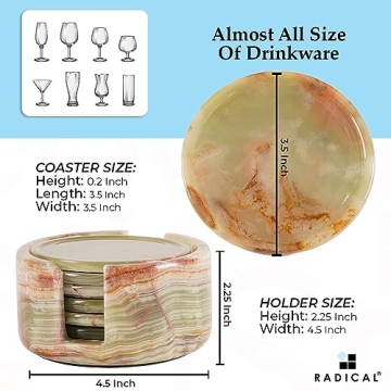 Radicaln 3.5" Green Onyx Marble Coaster Set - Elegant and Durable