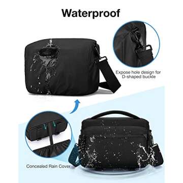 BAGSMART Small Camera Bag for Photographers, Compact Camera Shoulder Bags for DSLR/SLR/Mirrorless Cameras, Waterproof Crossbody Camera Case with Tripod Holder, Black