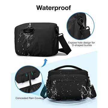 BAGSMART Small Camera Bag for Photographers, Compact Camera Shoulder Bags for DSLR/SLR/Mirrorless Cameras, Waterproof Crossbody Camera Case with Tripod Holder, Black