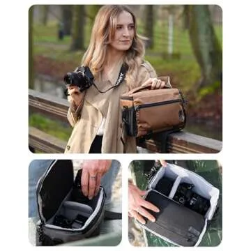 BAGSMART Small Camera Bag for Photographers, Compact Camera Shoulder Bags for DSLR/SLR/Mirrorless Cameras, Waterproof Crossbody Camera Case with Tripod Holder, Black