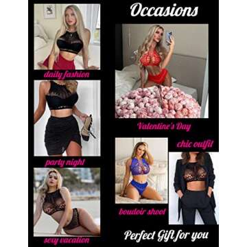 Avidlove Sexy Lingerie for Women Fishnet Lingerie Sets Blue Lingerie for Women Two Piece Lingerie Exotic Lingerie Sets