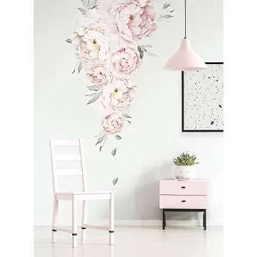 Peony Flowers Peel and Stick Wall Stickers - Reusable Décor