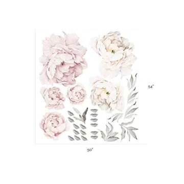 Peony Flowers Peel and Stick Wall Stickers - Reusable Décor