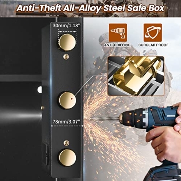 Large Fireproof Safe with A4 Document Bag for Home Use