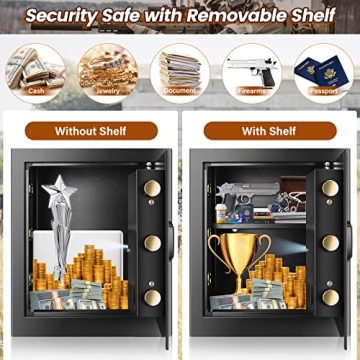 Large Fireproof Safe with A4 Document Bag for Home Use