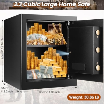 Large Fireproof Safe with A4 Document Bag for Home Use