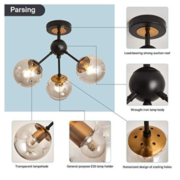 Elegant 3-Light Black Chandelier for Modern Spaces