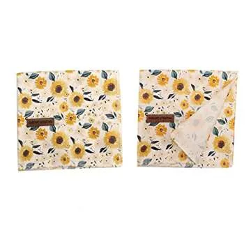 Elegant little tail Dog Bandanas - 1Pack Sunflower Print Washable Dog Scarf Female Square Dog Bib Kerchief Scarf Adjustable Pet Bandana for Medium Large Dogs