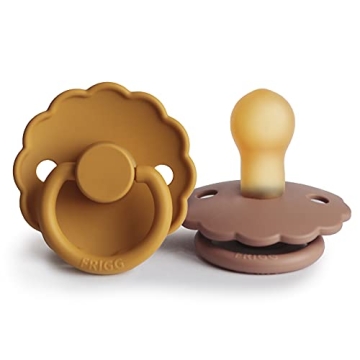 FRIGG Daisy Natural Rubber Baby Pacifier - BPA-Free, Made in Denmark (0-6 Months, 2-Pack)