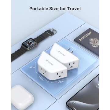 TROND Multi Plug Outlet Extender 2 Pack - Electrical Wall Splitter, 3 Way Angled Wall Outlet Adapter, Cruise Essentials, Small Multiple Plug Expander for Cruise Ship Home Office Dorm Room, White