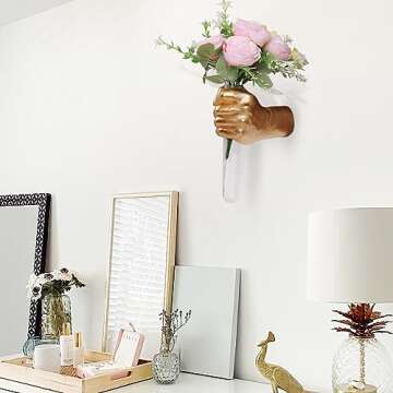 Gold Hand Wall Vase - Unique Decor for Home