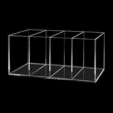 Acrylic Pen Holder 4 Compartments Clear Pencil Holder Organizer Makeup Brush Holder