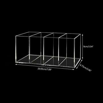 Acrylic Pen Holder 4 Compartments Clear Pencil Holder Organizer Makeup Brush Holder