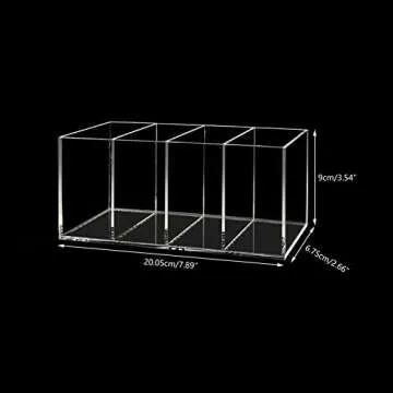 Acrylic Pen Holder 4 Compartments Clear Pencil Holder Organizer Makeup Brush Holder