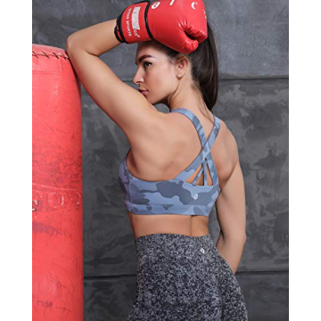 RUNNING GIRL High Support Sports Bra in Camouflage Blue