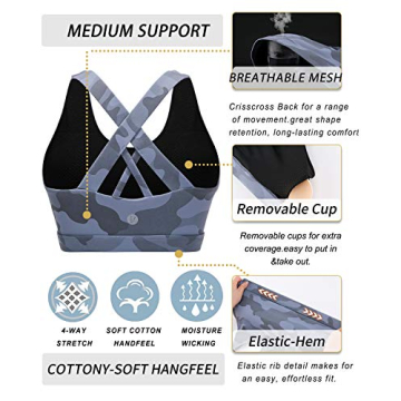 RUNNING GIRL High Support Sports Bra in Camouflage Blue