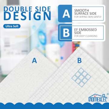 HOMEXCEL Face Towels, Disposable Face Towelette, Biodegradable Makeup Remover Dry Wipes 50 Count, Super Soft Clean Facial Towels Wash Cloth for Sensitive Skin