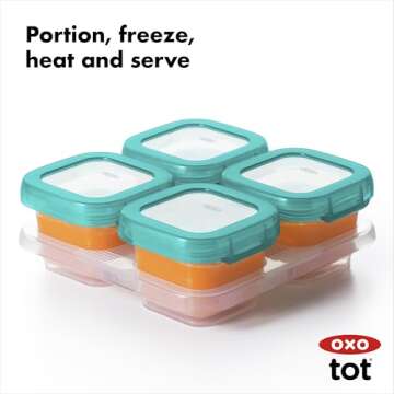 OXO Tot Baby Blocks Freezer Storage Containers Teal (4 Oz)