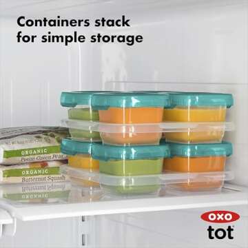 OXO Tot Baby Blocks Freezer Storage Containers Teal (4 Oz)
