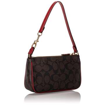 COACH Nolita 19 In Signature Canvas Bag Purse (Brown Red)