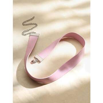 Sacina Pink Choker Necklace, Pink PU Leather Choker Collar, Vintage Necklace, Gothic Choker, Goth Necklace, Punk Necklace, Jewelry Gift for Women