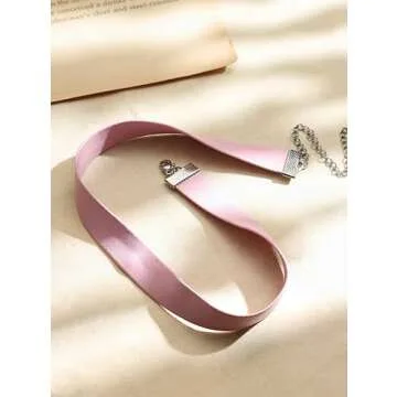 Sacina Pink Choker Necklace, Pink PU Leather Choker Collar, Vintage Necklace, Gothic Choker, Goth Necklace, Punk Necklace, Jewelry Gift for Women