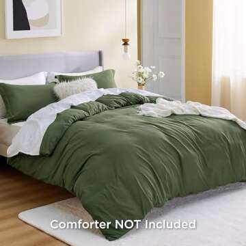 Bedsure Duvet Cover Queen Size - Soft Double Brushed Bedding Set for Kids & Adults, Zipper Closure, ...