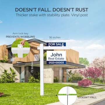 Real Estate Sign Posts Real Estate Signs Holder Realtor Sign Post Made of Vinyl PVC Holds for Sale Y...