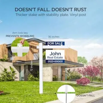 Real Estate Sign Posts Real Estate Signs Holder Realtor Sign Post Made of Vinyl PVC Holds for Sale Y...